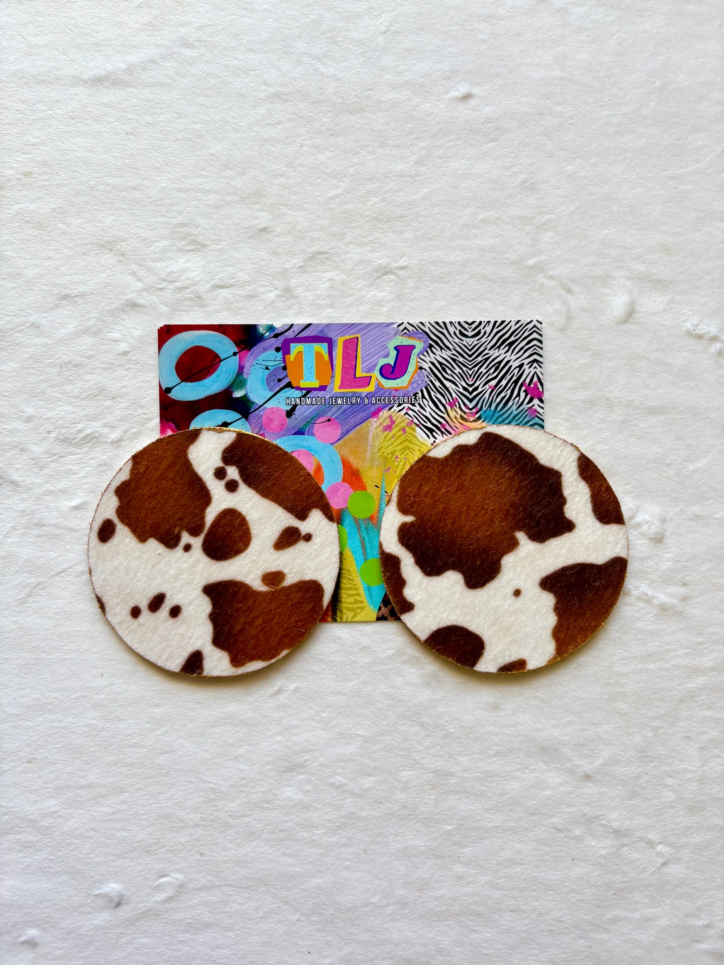 Cow Print Statement Stud Earrings 3.5 Inches