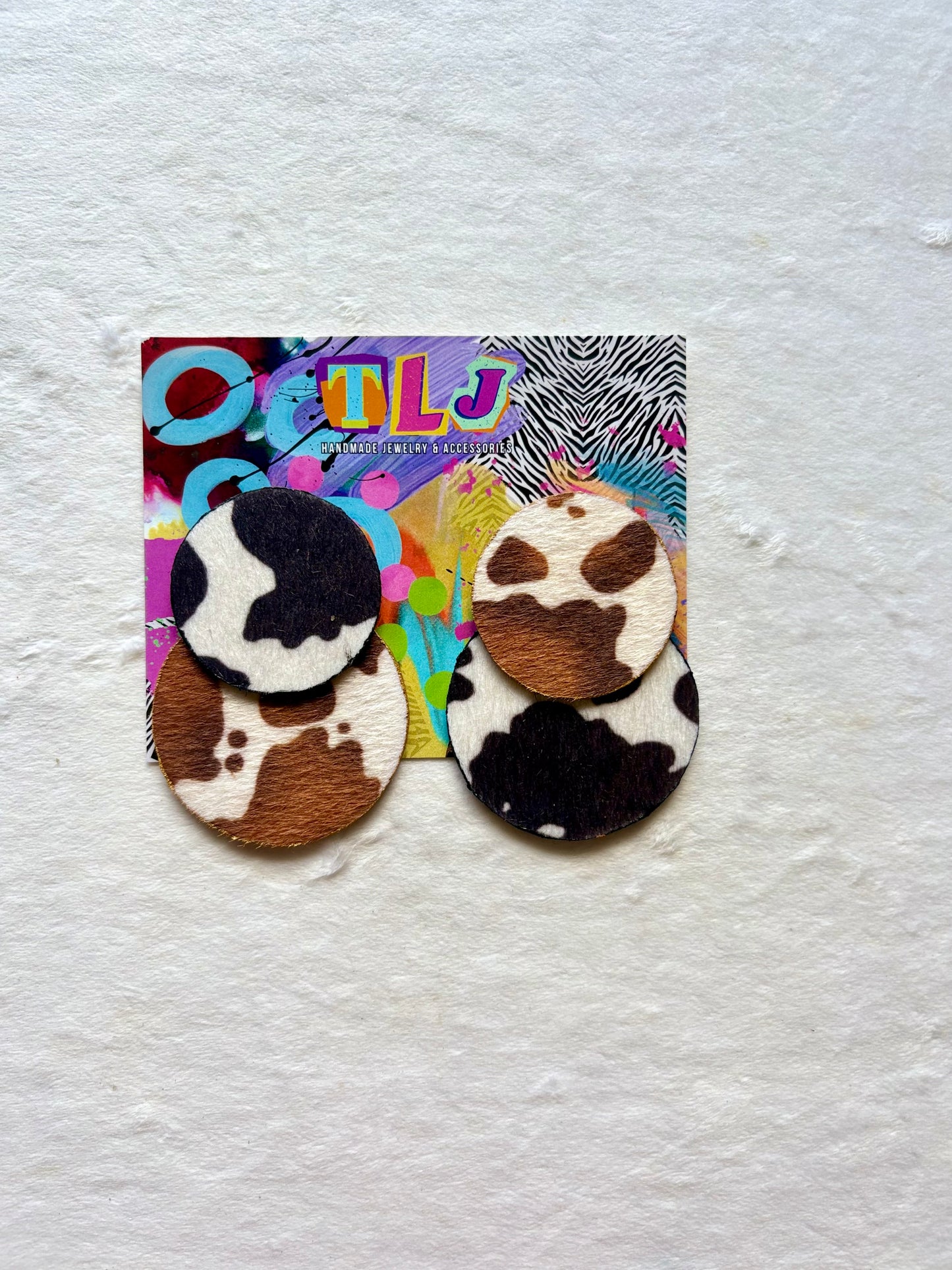 Nicole Stud Earrings- Cow Print