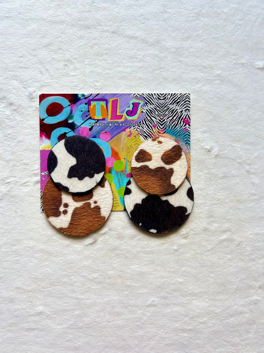 Nicole Stud Earrings- Cow Print