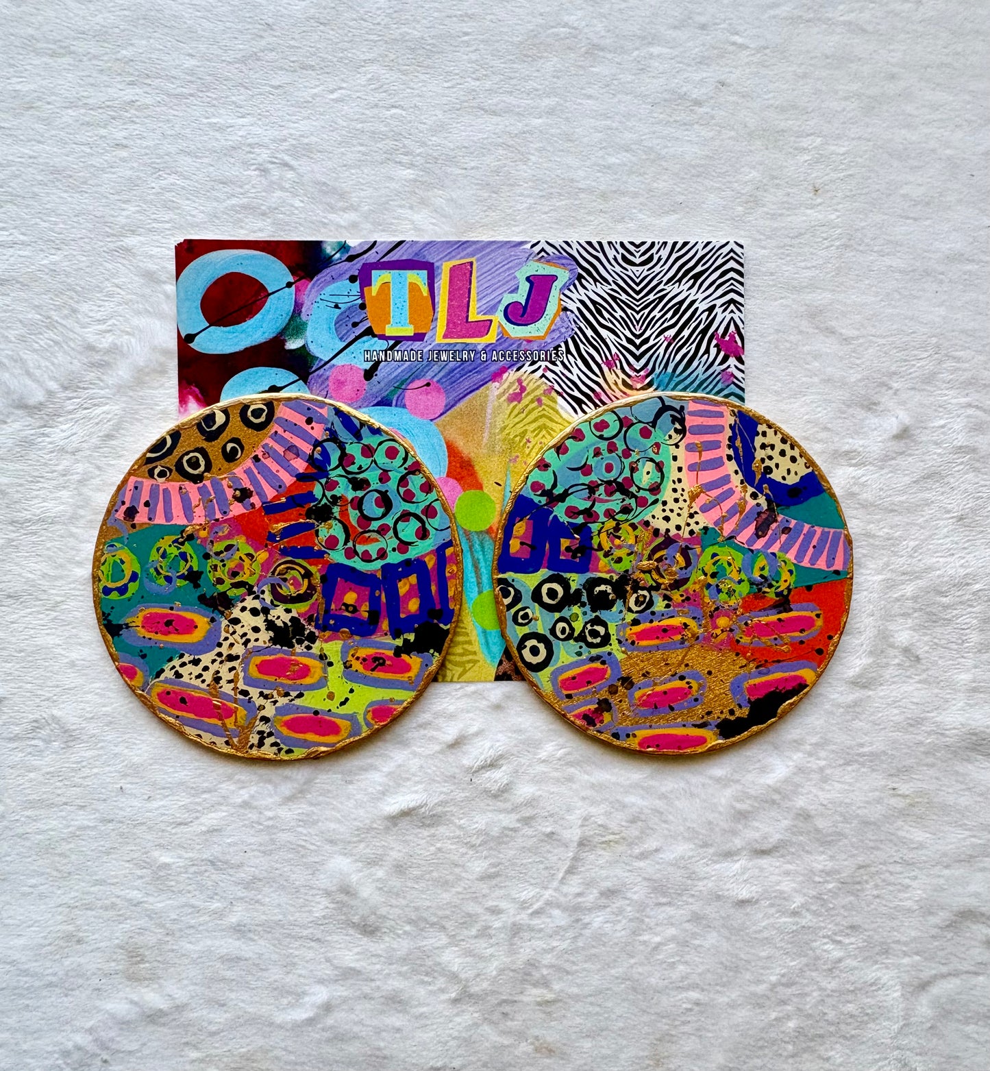 Abstract Artistry Canvas Studs Earrings- Only 1 Pair Made