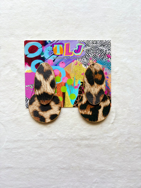 Tanya Stud Earrings- Leopard Print