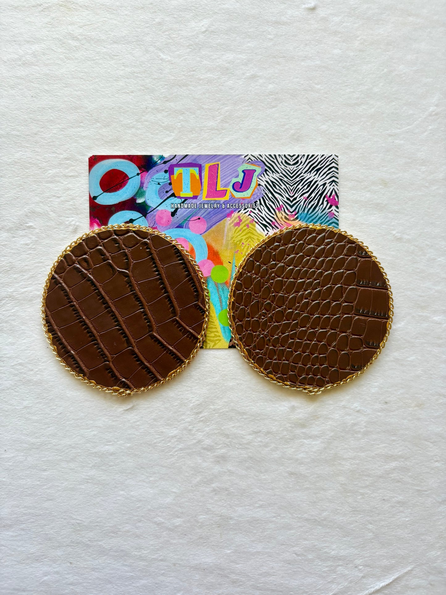 CoCoa Crocodile Statement Stud Earrings 3.5 Inches