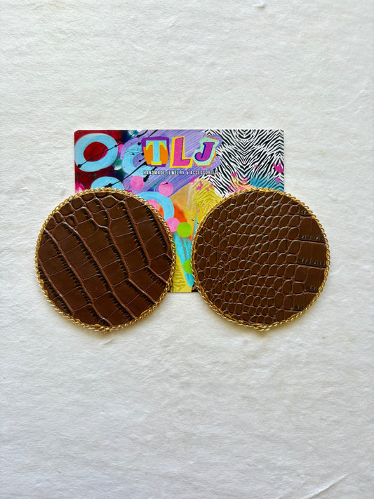 CoCoa Crocodile Statement Stud Earrings 3.5 Inches