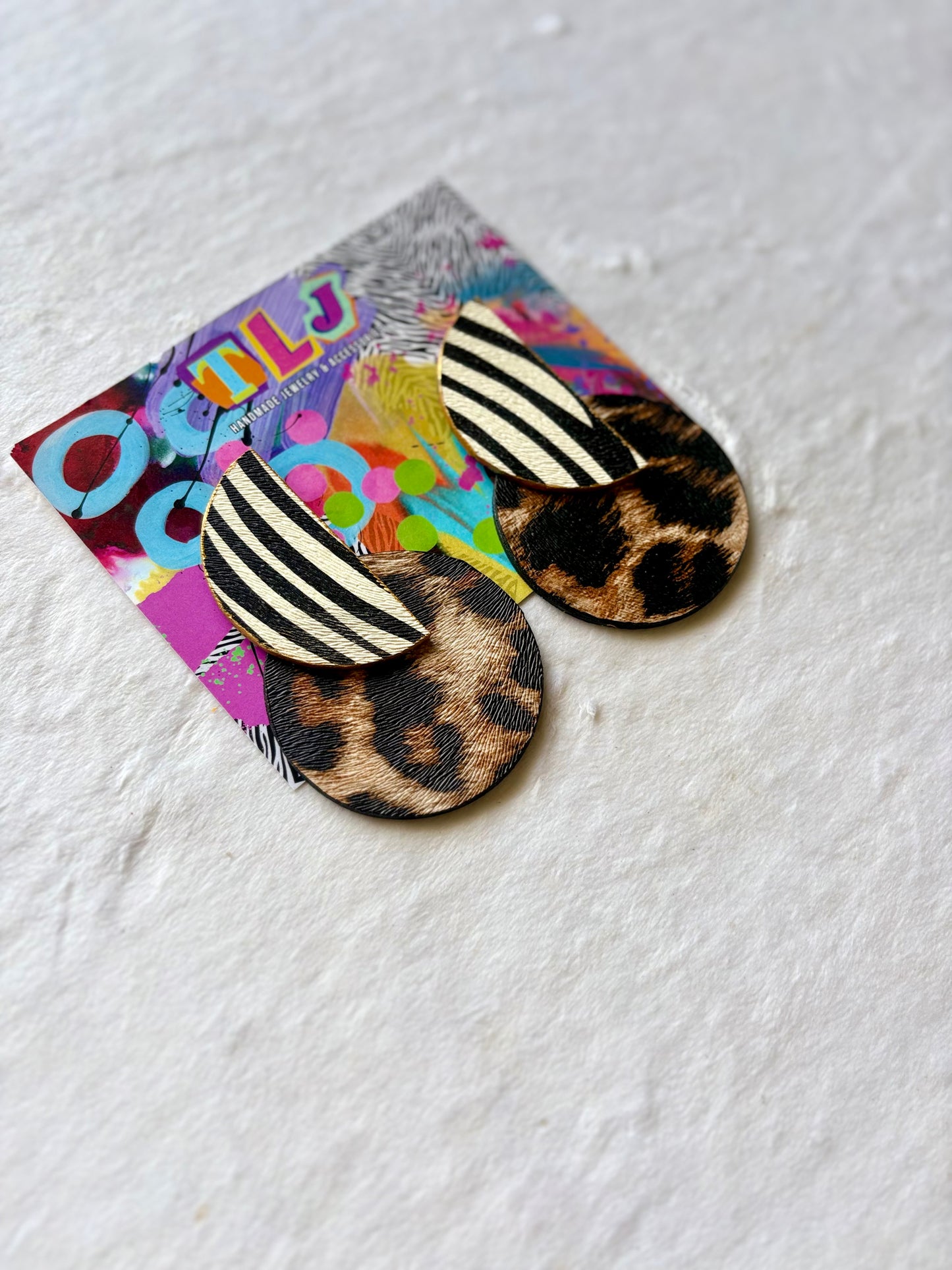 Luna Stud Earrings- Leopard & Zebra