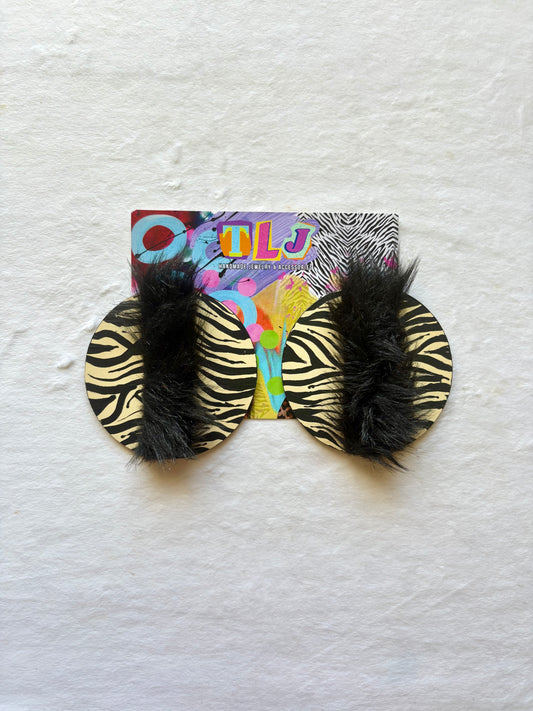 Wild Woman Stud Earrings 3.5 Inches- Black & Cream