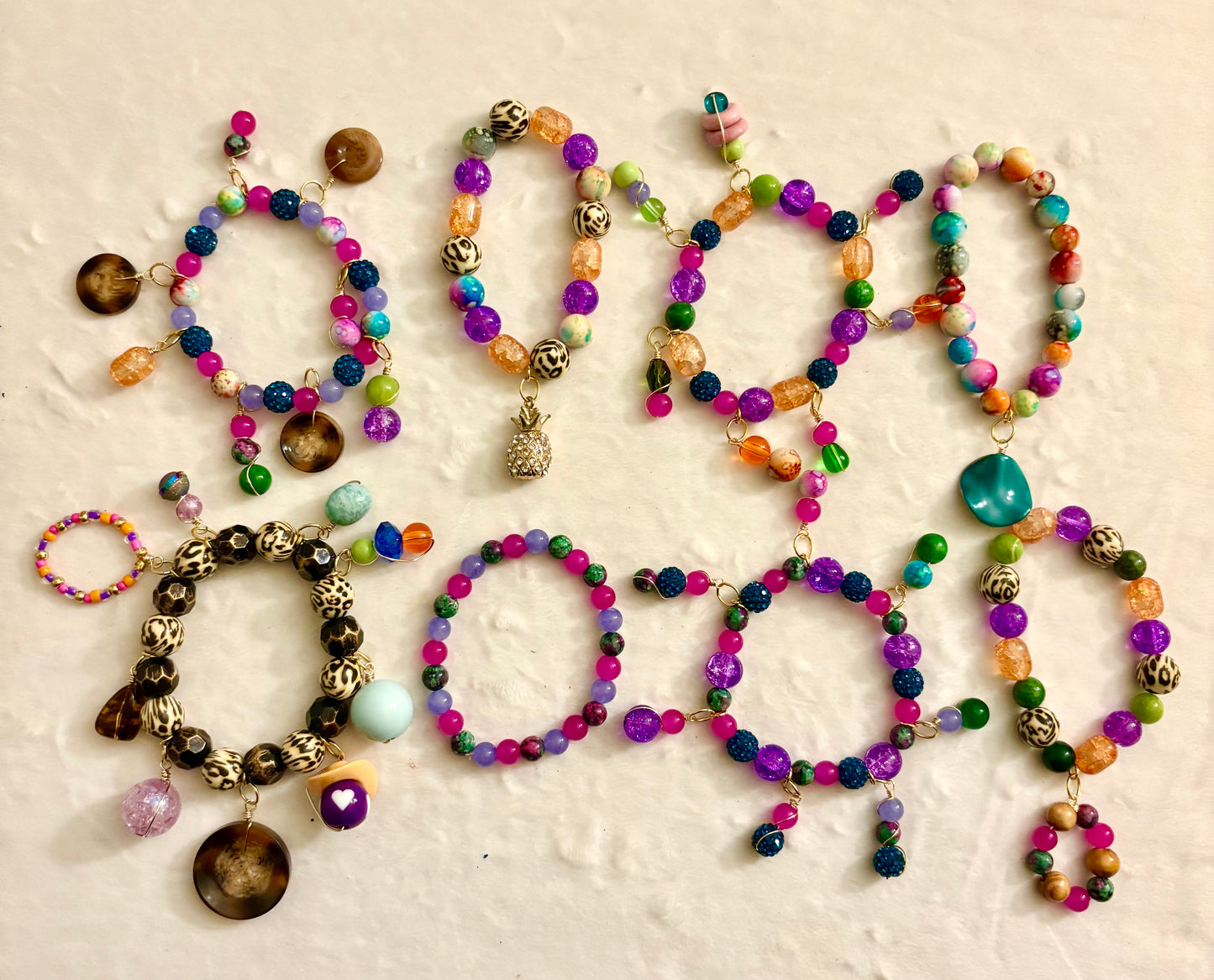 Skylar Bracelet Stack of 8 |Size 7.75 Inch Stretch Bracelets