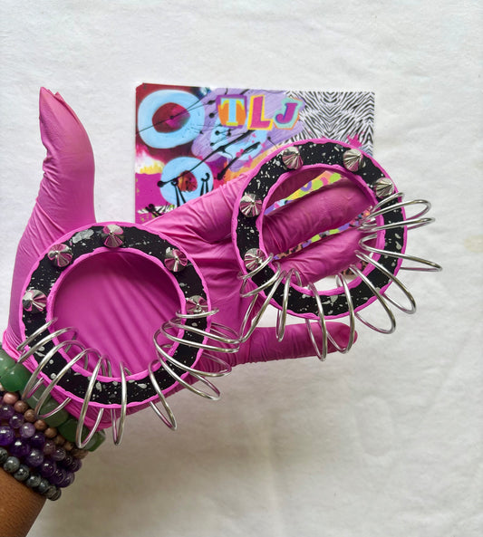 Luna Hoops Stud Earrings - Pink Noire