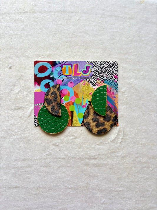 Luna Stud Earrings- Leopard & Crocodile