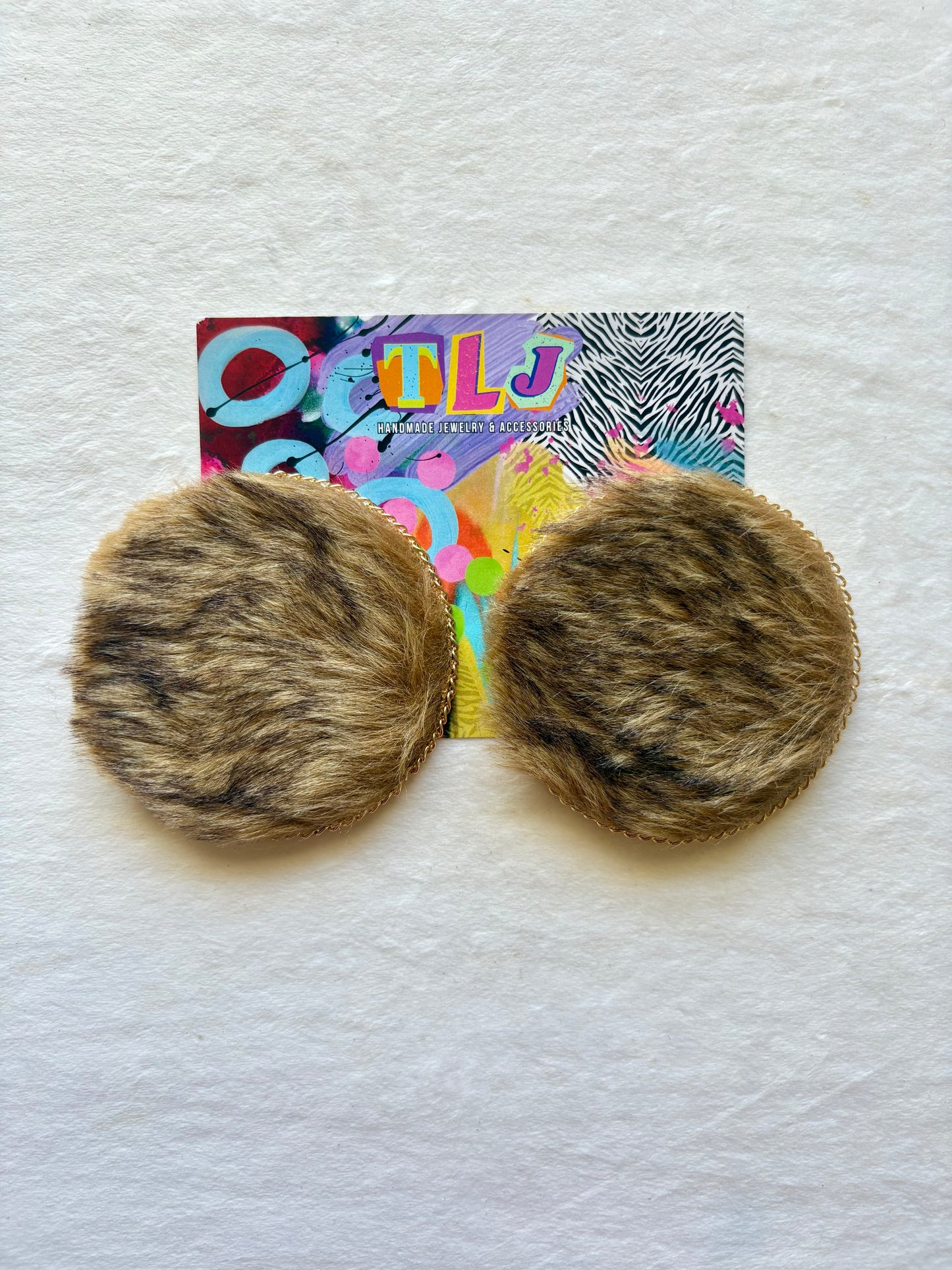 Luxurious Life Statement Stud Earrings 3.5 Inches- Mixed Brown