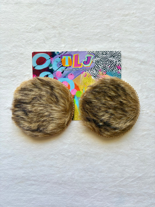 Luxurious Life Statement Stud Earrings 3.5 Inches- Mixed Brown