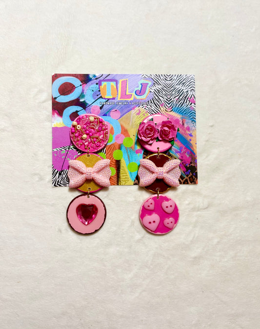 Amor Dangle Earrings- Passion Pink