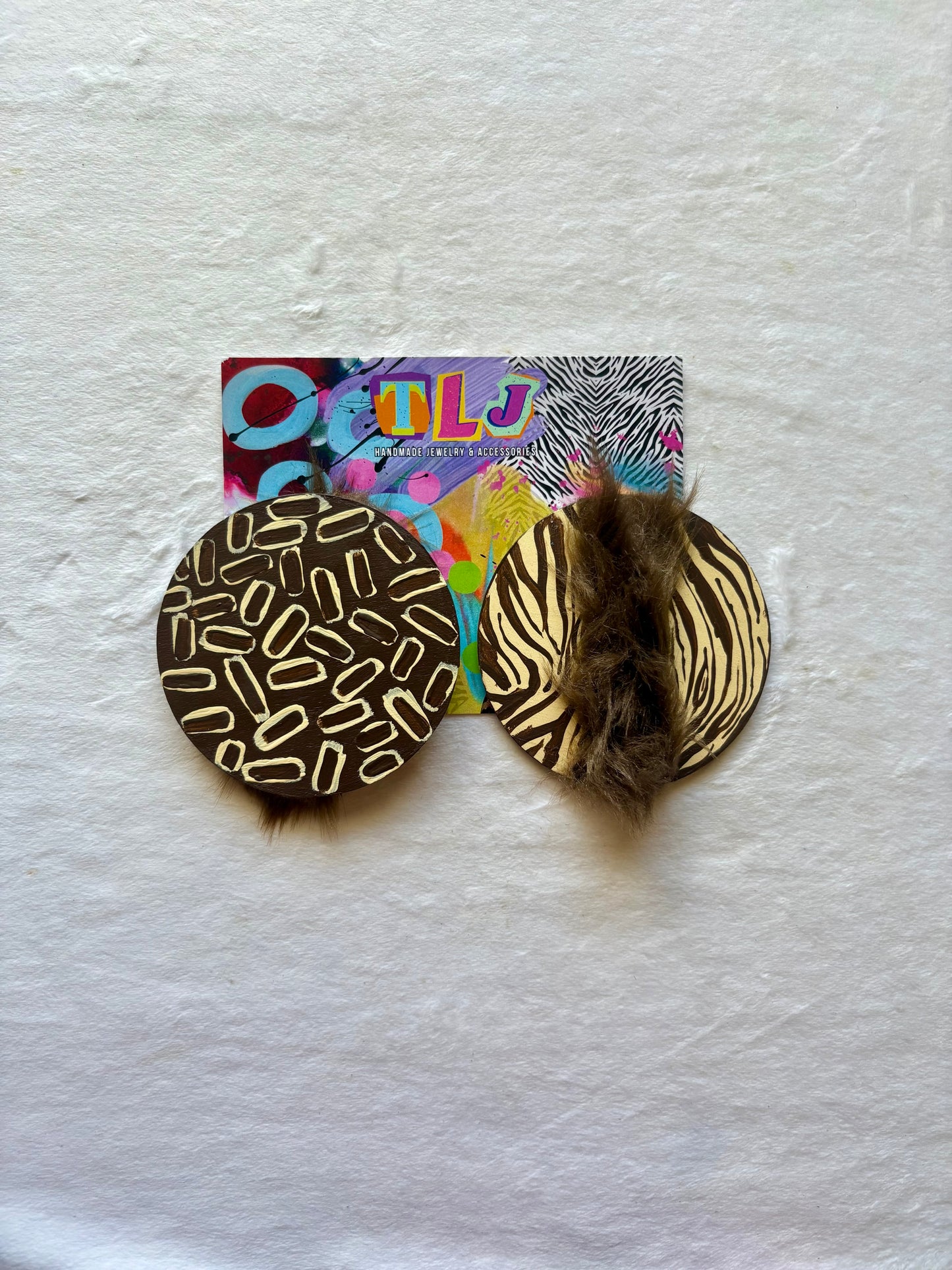 Wild Woman Stud Earrings 3.5 Inches- Chocolate& Cream