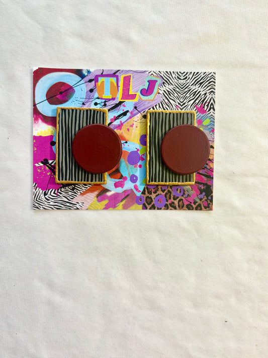 Ashlyn Stud Earring - Burgundy & Gray