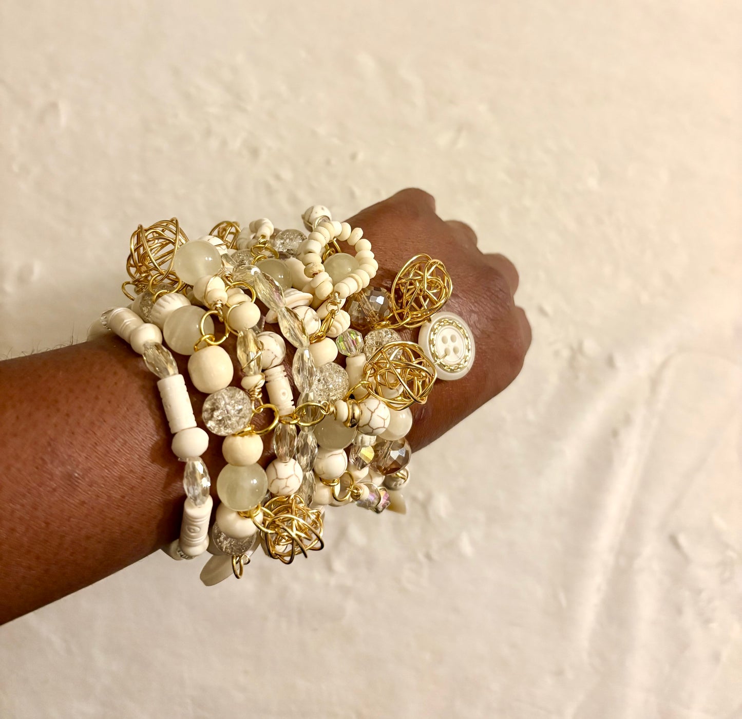 Crème De La Crème Bracelet Stack of 7 |Size 7.75 Inch Stretch Bracelets