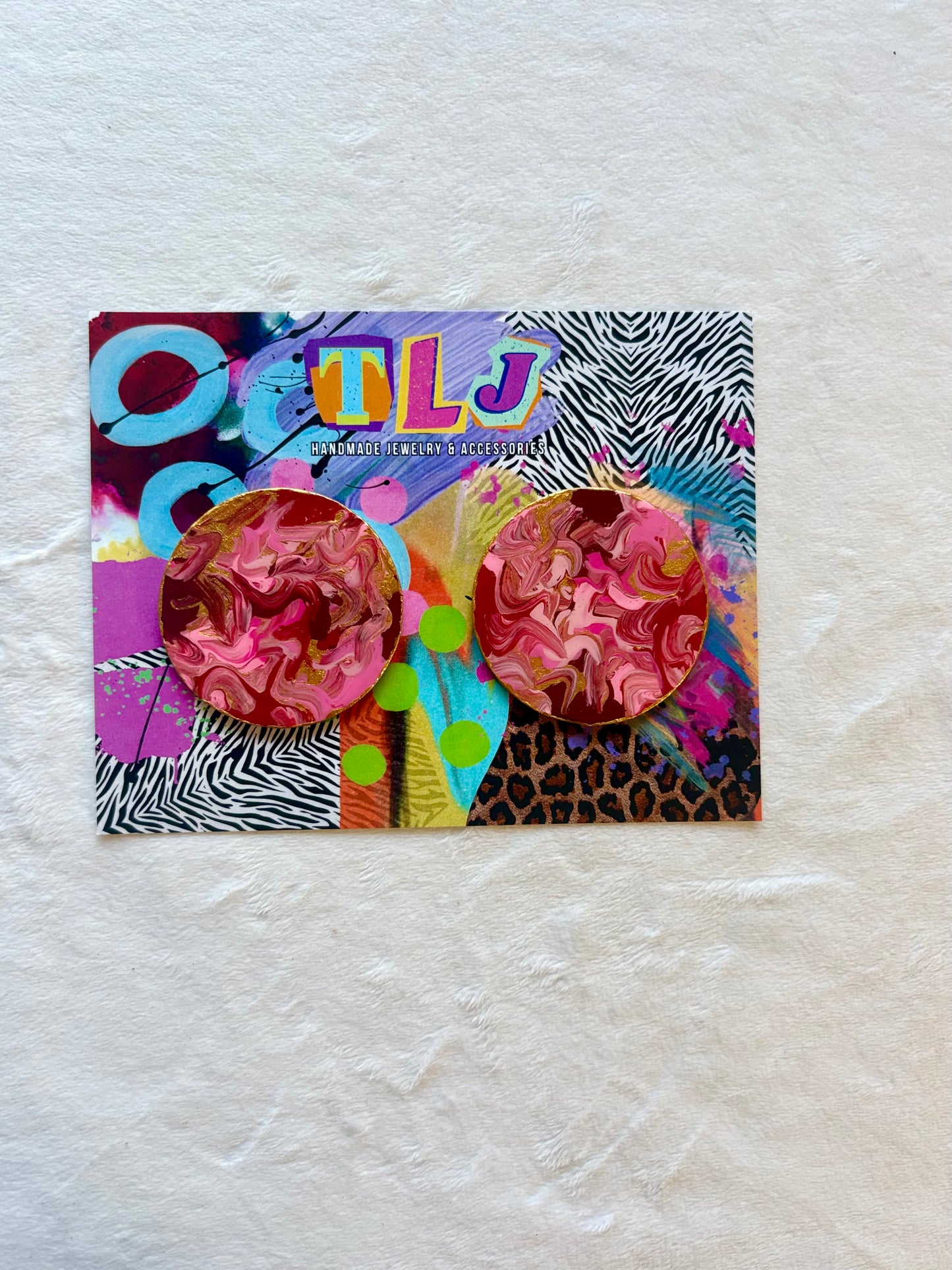 Romantic Rouge Marble Stud Earrings