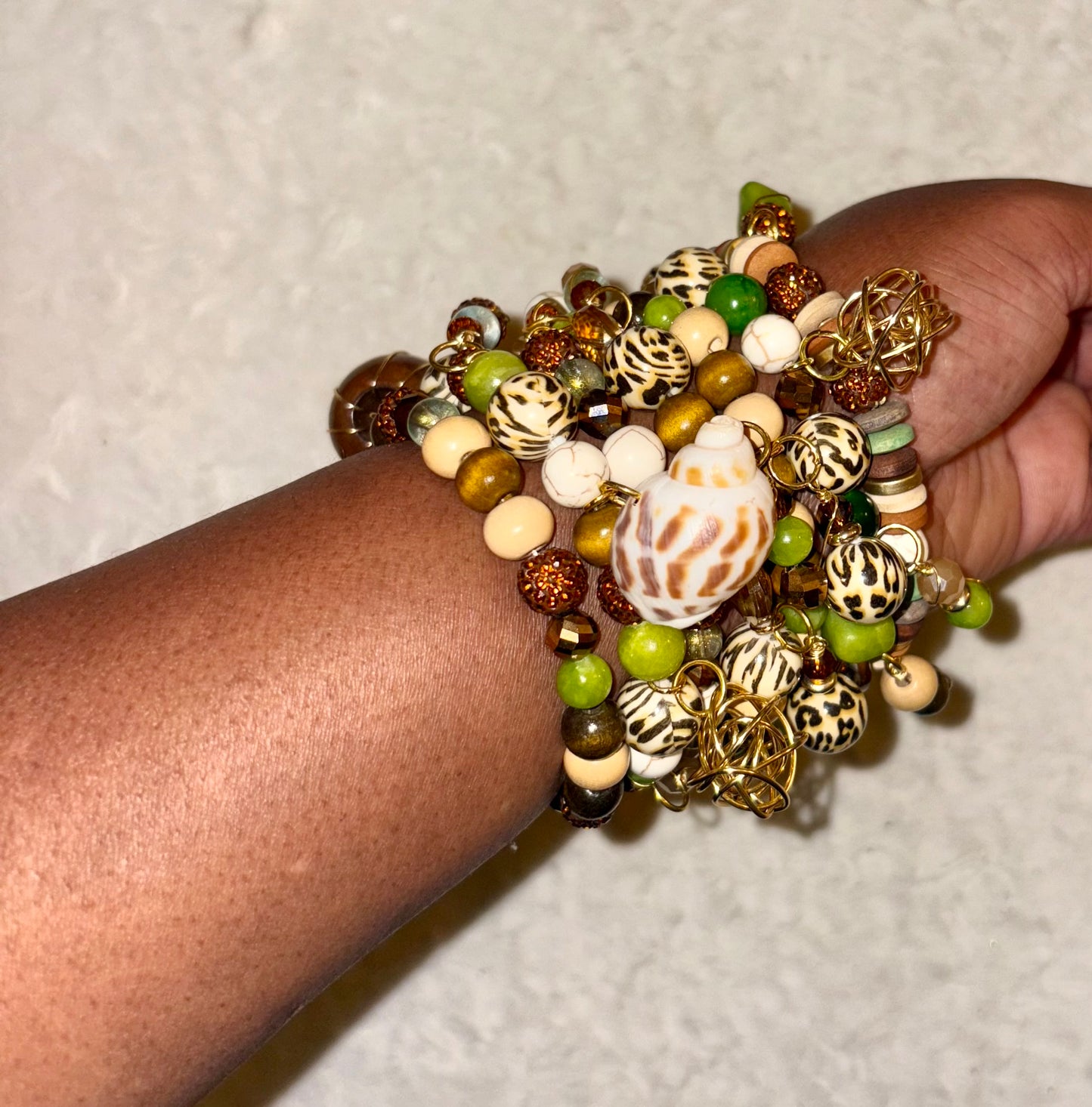 Earth MaMa Bracelet Stack of 7 |Size 7.75 Inch Stretch Bracelets