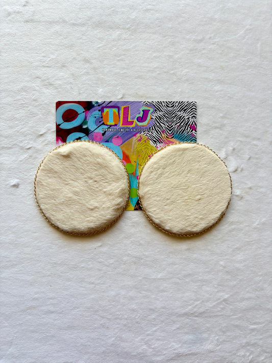 Luxurious Life Statement Stud Earrings 3.5 Inches- Off White