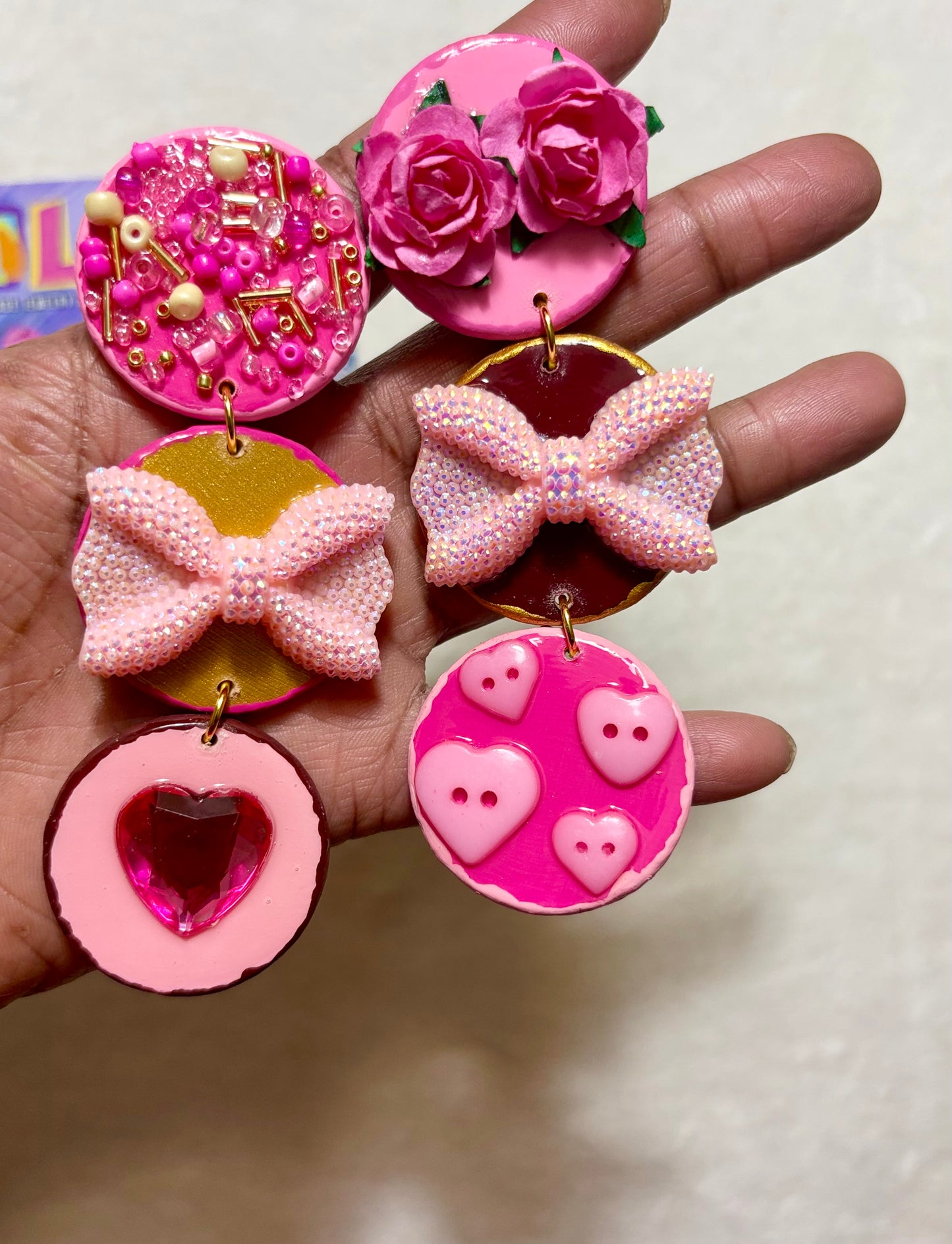 Amor Dangle Earrings- Passion Pink