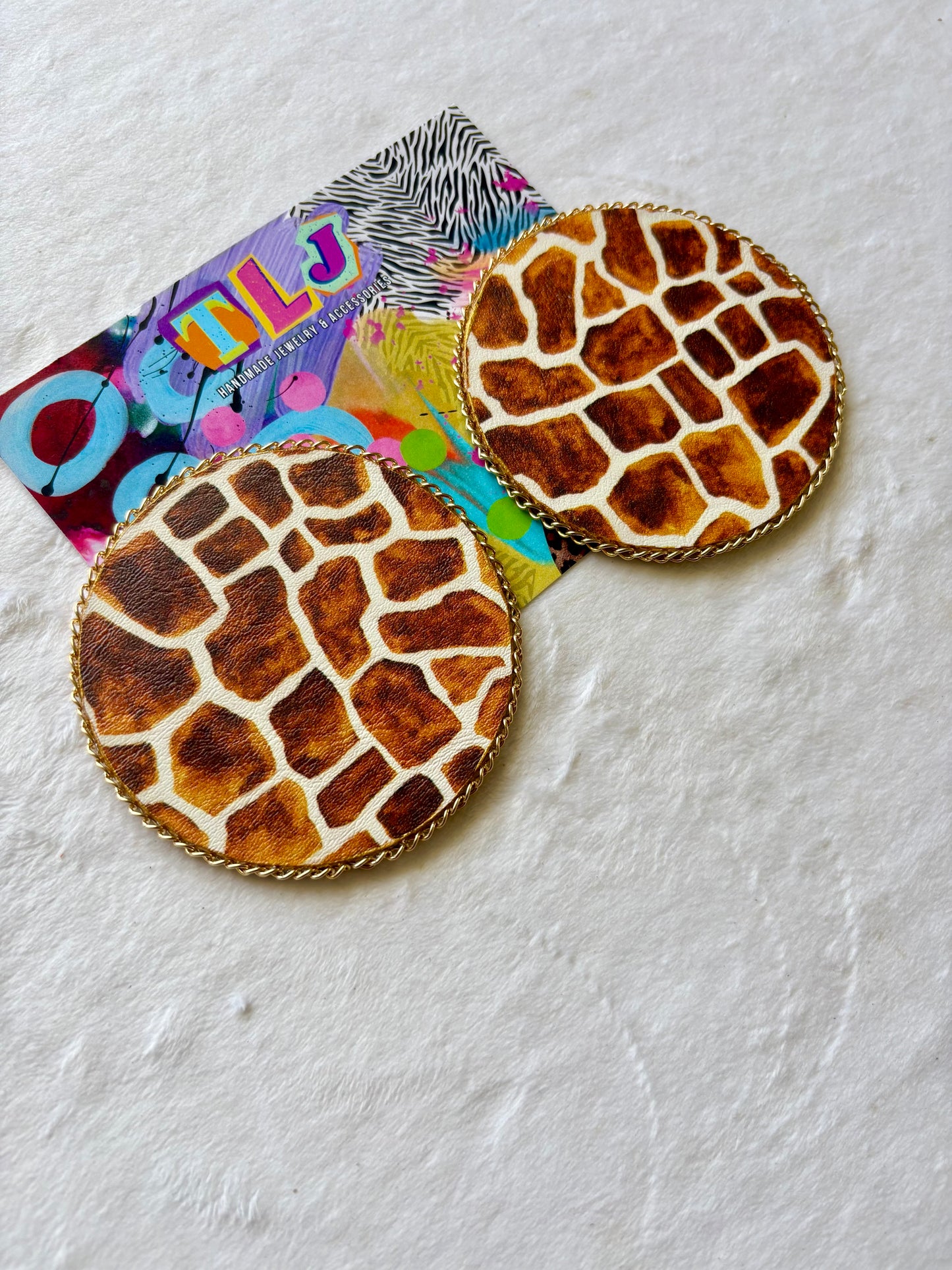 Graceful Giraffe Statement Stud Earrings 3.5 Inches