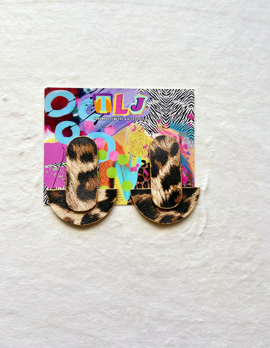 Petra Stud Earrings- Leopard Print