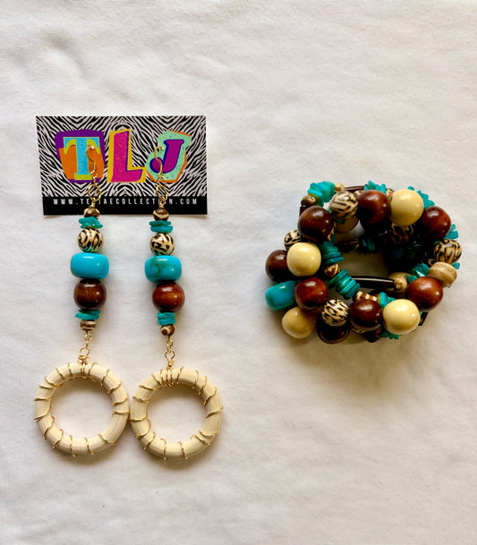 Cow Gurl Bracelet Stack of 5 Set & Earrings | Size 7.75 Inch Stretch Bracelets