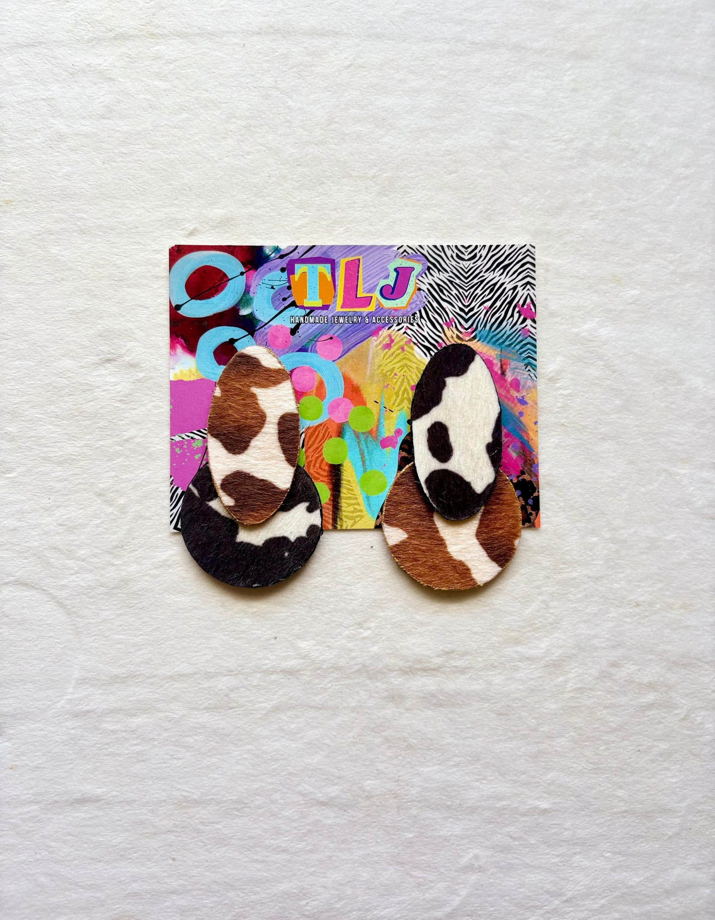 Tanya Stud Earrings- Cow Print