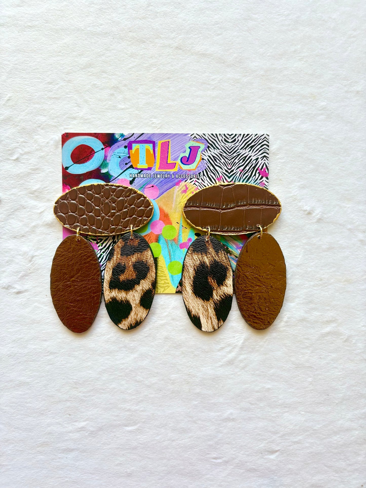 Trinity Stud Earrings MTO - Leopard & Crocodile