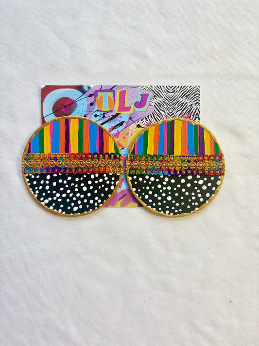 Carnival Canvas Stud Earrings - 3.5 Inches