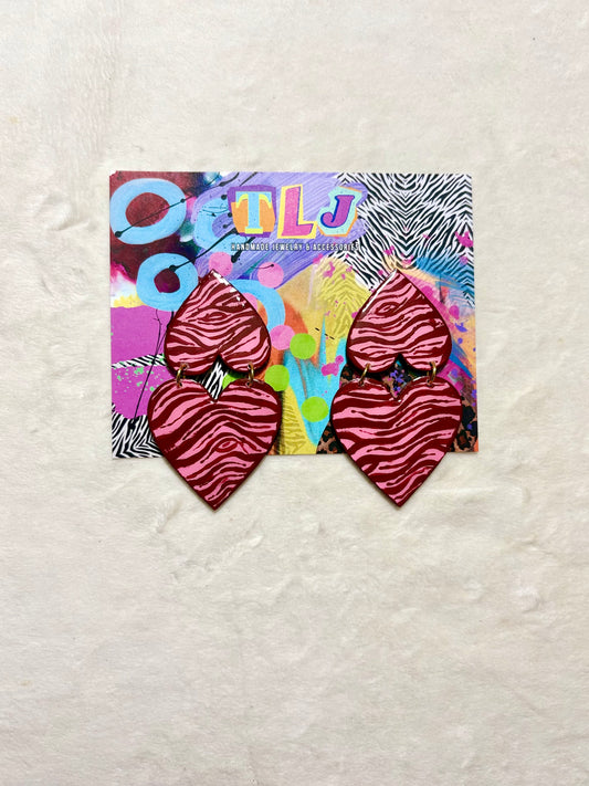 Two Hearts Dangle Earrings