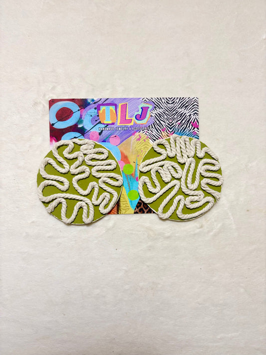 Journee Stud Earrings - Opulent Olive -3 inch Mid Size