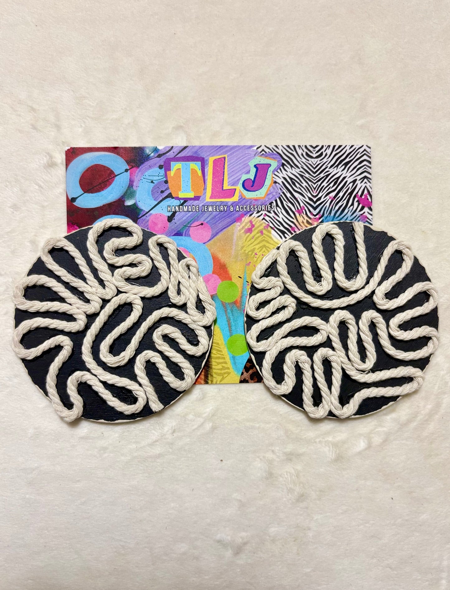 Journee Stud Earrings - Beautiful Black- 3.5 Inches