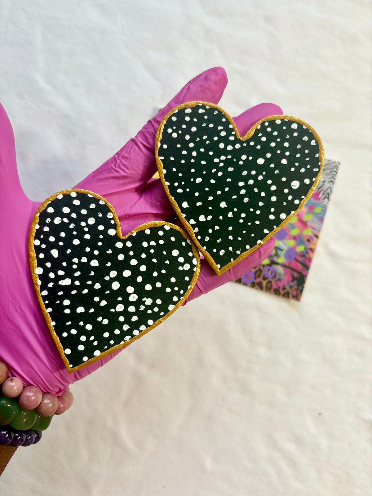 Polka Dot Heart Stud Earrings