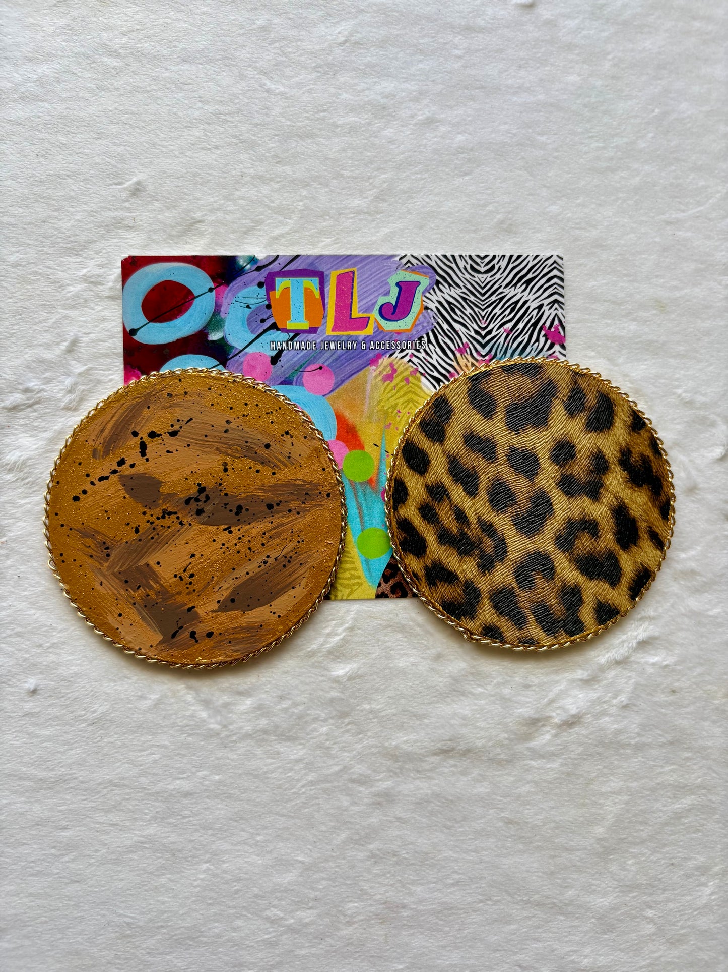 Luxe Leopard Statement Stud Earrings 3.5 Inches