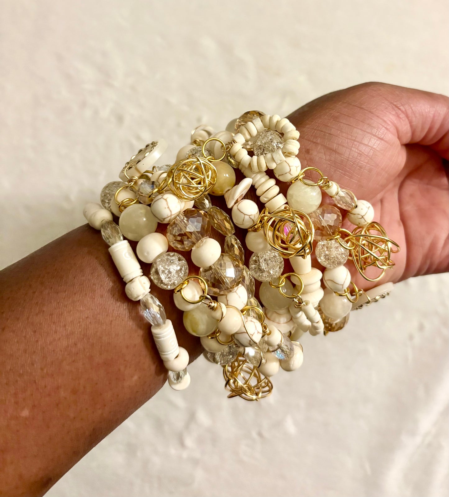 Crème De La Crème Bracelet Stack of 7 |Size 7.75 Inch Stretch Bracelets