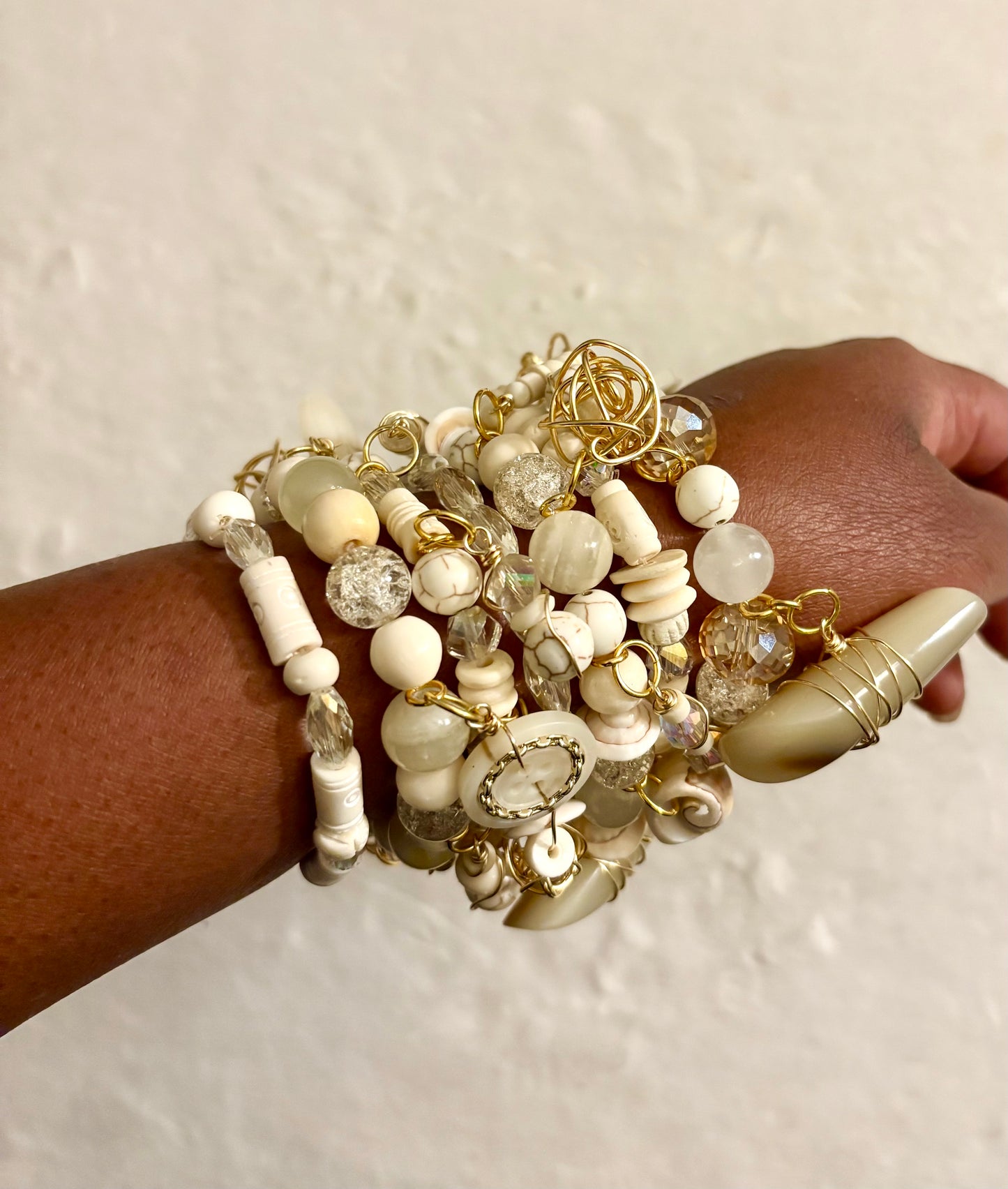 Crème De La Crème Bracelet Stack of 7 |Size 7.75 Inch Stretch Bracelets