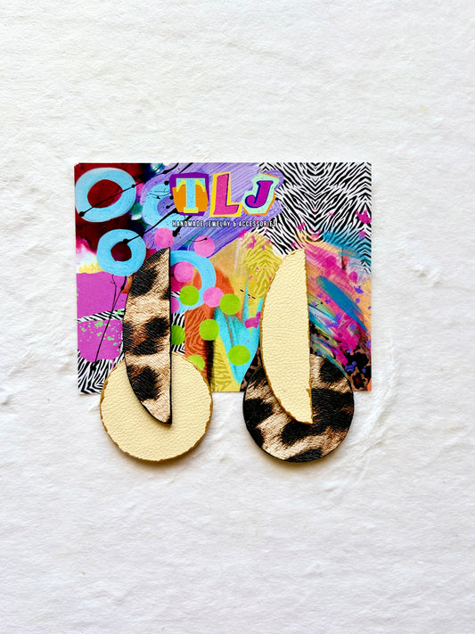Patricia Stud Earrings - Leopard & Cream
