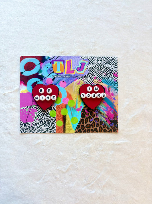 Candy Hearts Mini Stud Earring- Be Mine