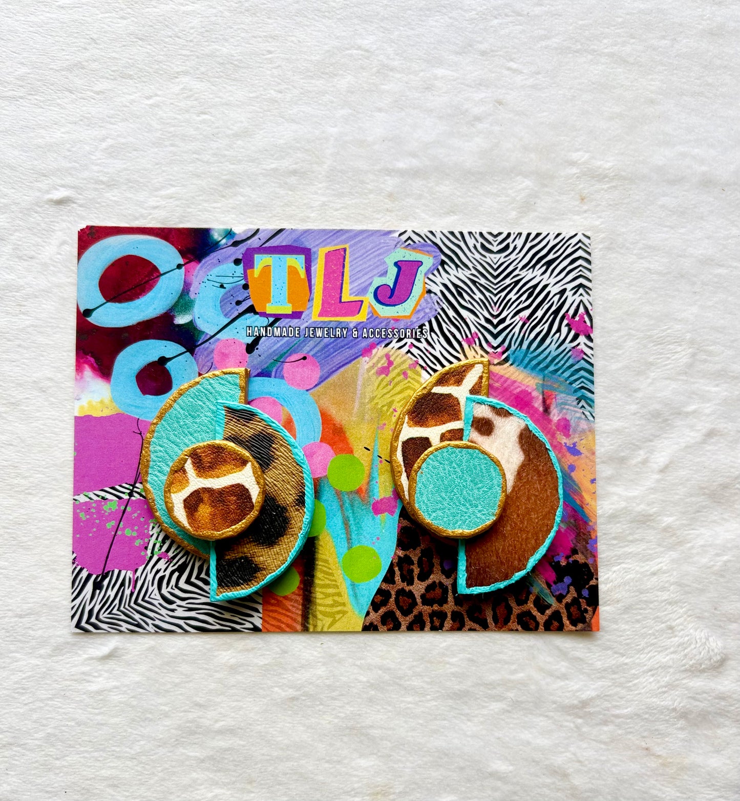 Blk Cow Grl Mini Art Deco Earrings