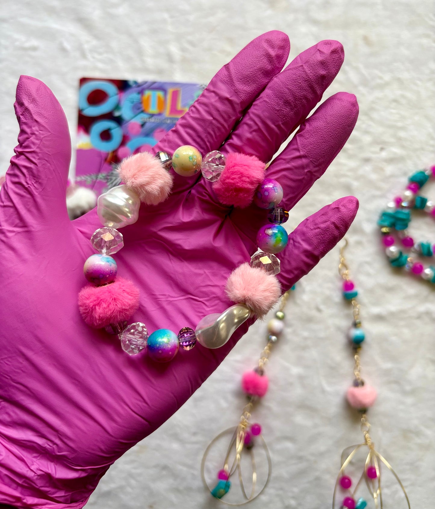 Y2K Bracelet Stack Set of 5 & Earrings | Size 7.75 Inch Stretch Bracelets