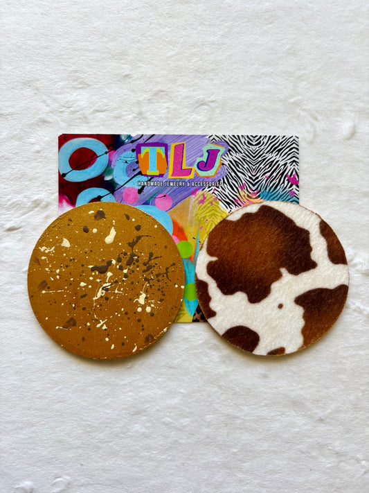 Cow Print Statement Stud Earrings 3.5 Inches