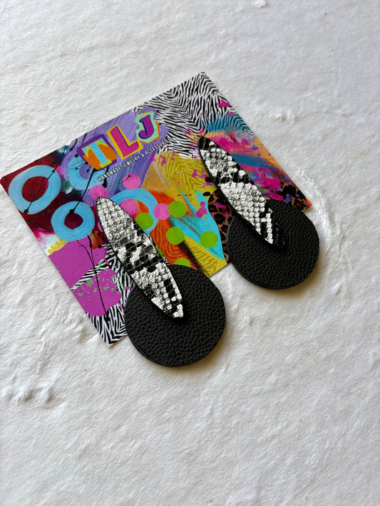 Ebony Stud Earrings - Python & Black