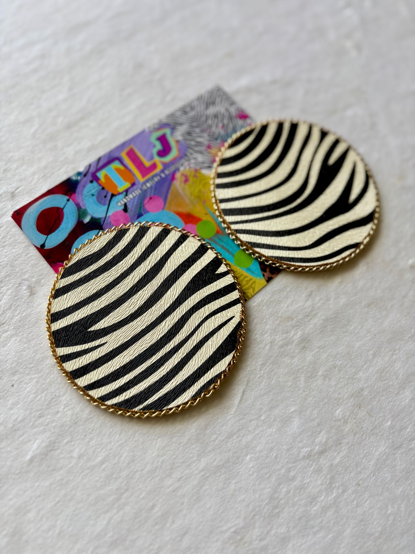 Zion Zebra Statement Stud Earrings 3.5 Inches