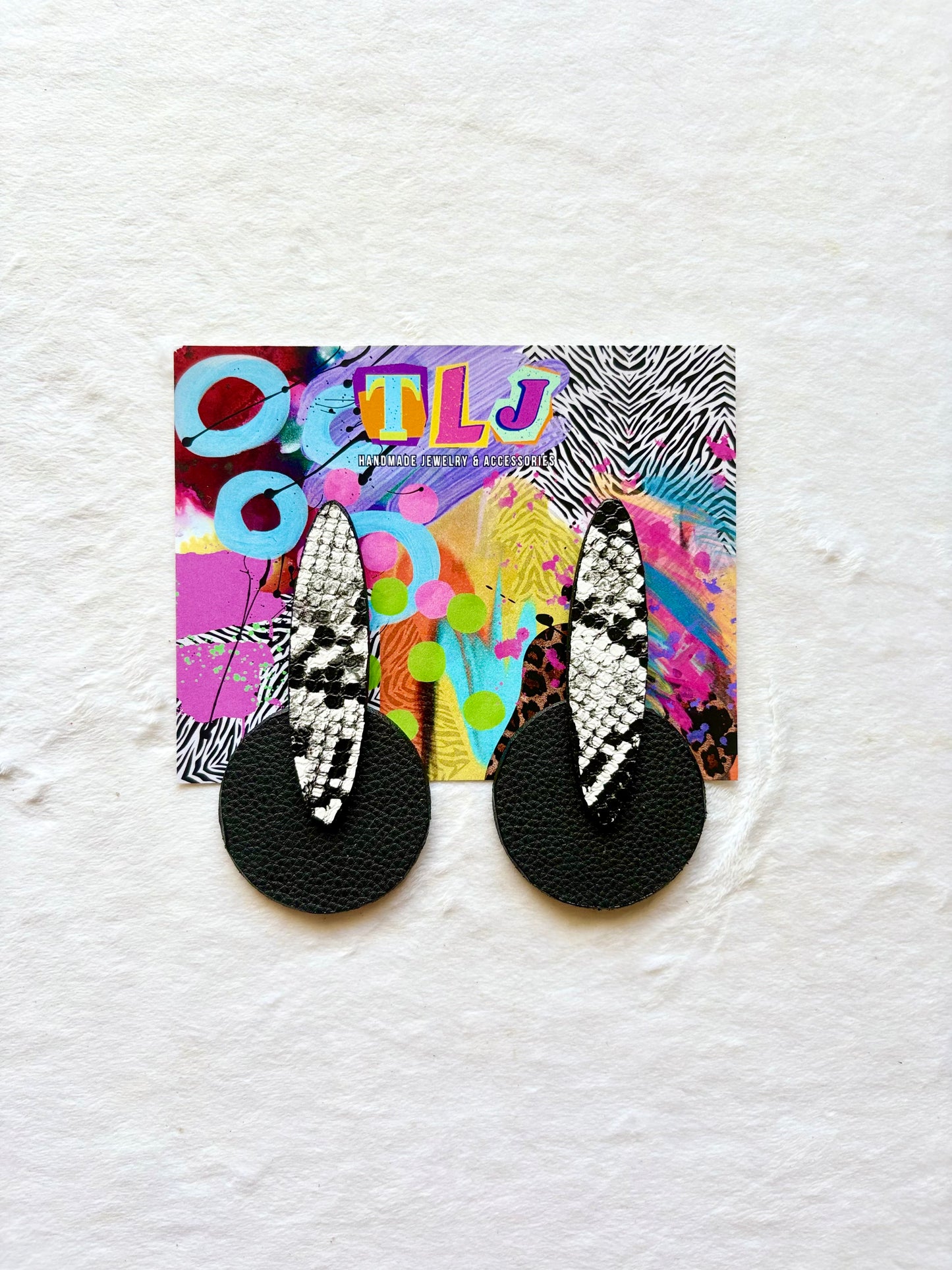 Ebony Stud Earrings - Python & Black