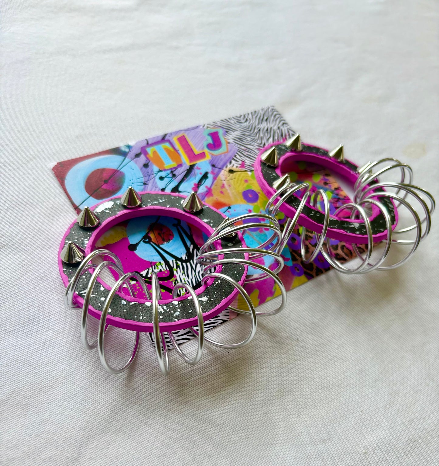 Luna Hoops Stud Earrings - Pink Noire