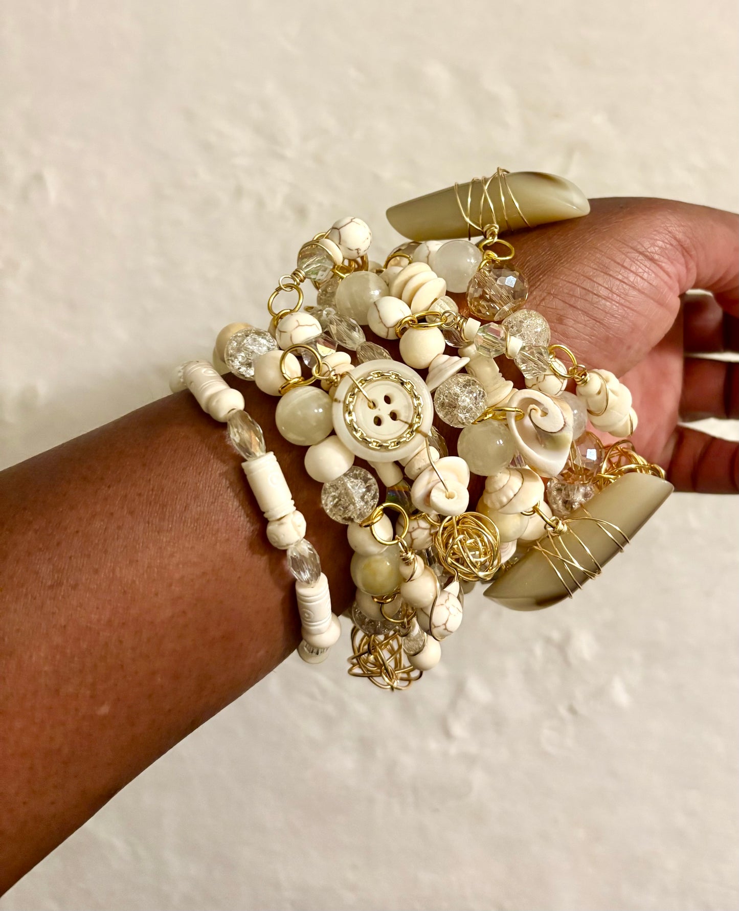 Crème De La Crème Bracelet Stack of 7 |Size 7.75 Inch Stretch Bracelets