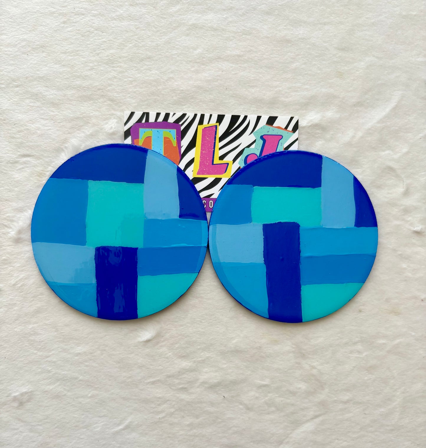 Denise Denim Patchwork Earrings-3.5 Inches