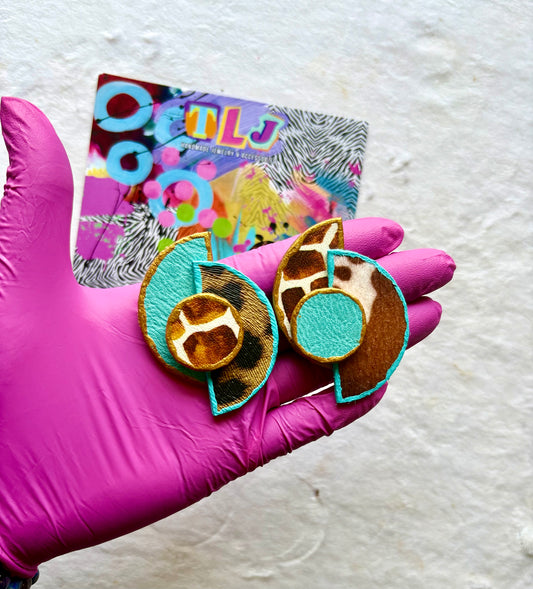 Blk Cow Grl Mini Art Deco Earrings
