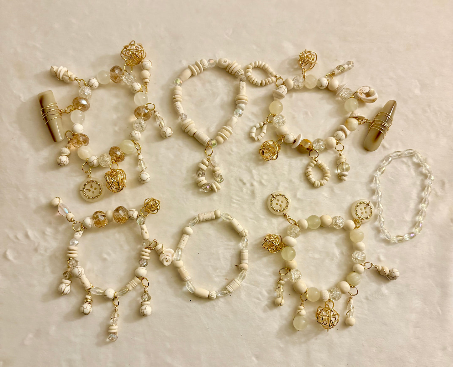 Crème De La Crème Bracelet Stack of 7 |Size 7.75 Inch Stretch Bracelets