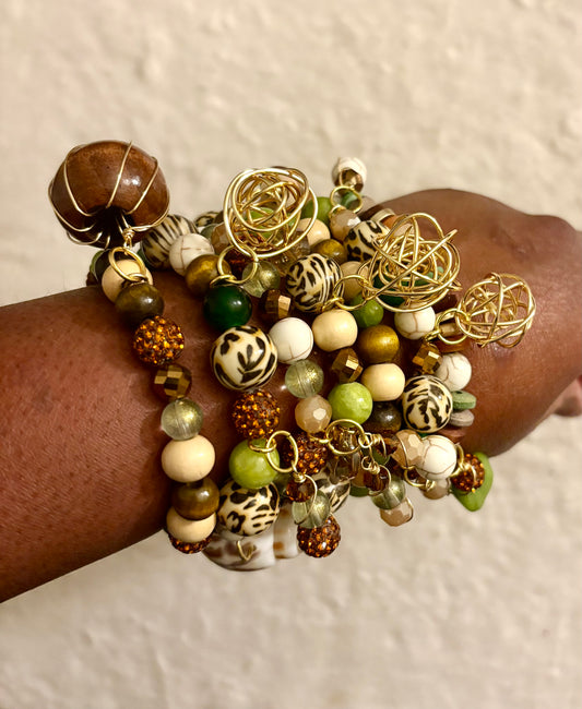 Earth MaMa Bracelet Stack of 7 |Size 7.75 Inch Stretch Bracelets