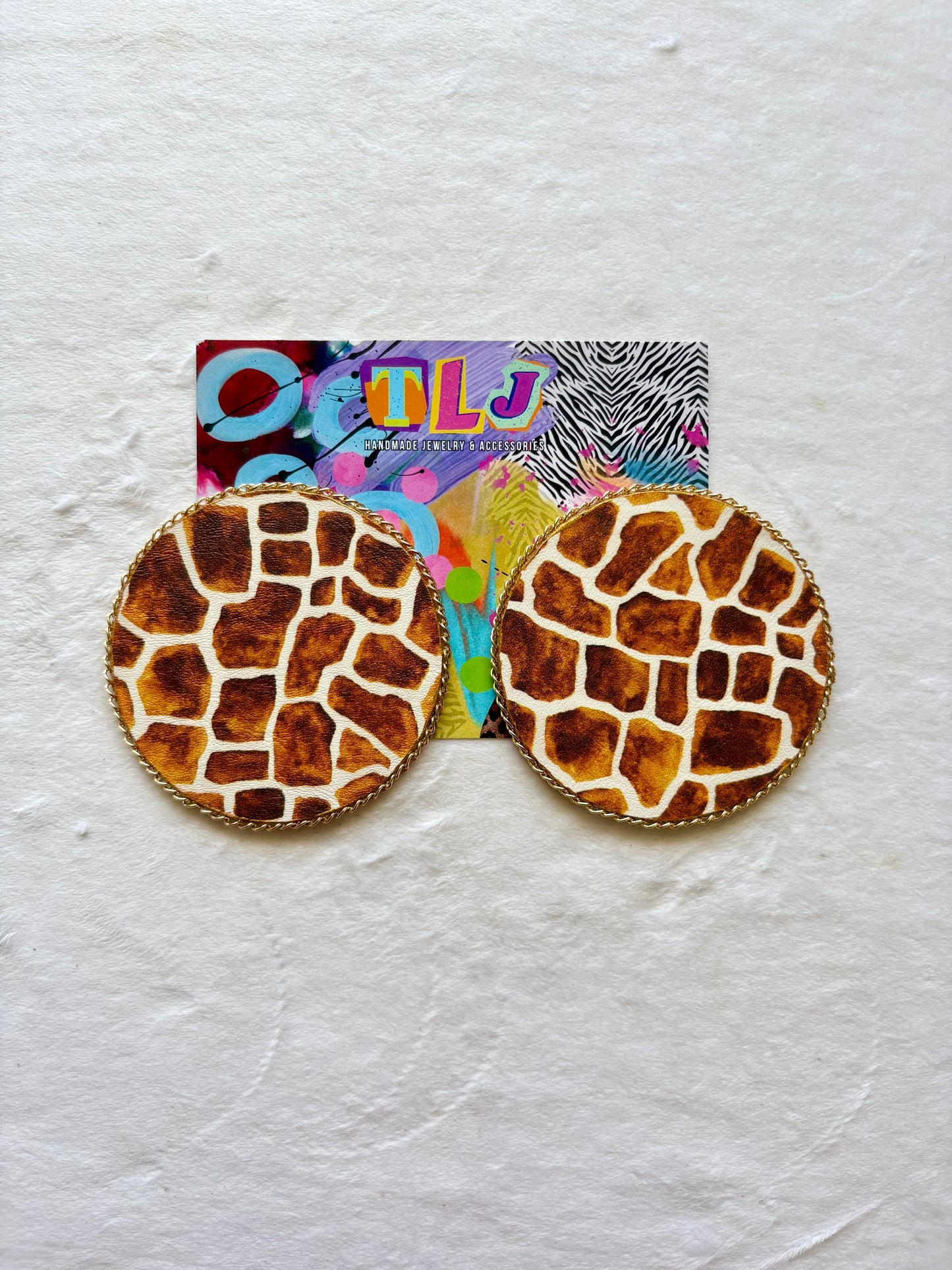Graceful Giraffe Statement Stud Earrings 3.5 Inches